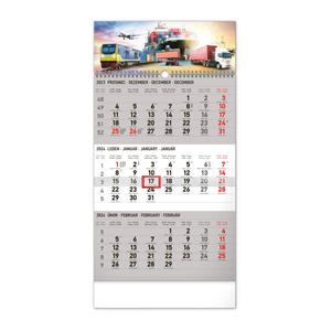 Wall Calendar 2024 Truck 3 months - grey CZ