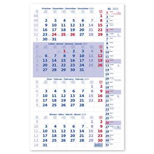 Wall Calendar 2025 Four Months Blue with Notes