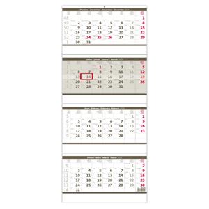Wall Calendar 2025 - Fourmonths stacked grey