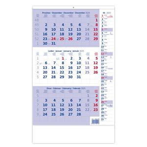 Wall Calendar 2025 - Threemonths blue with Note