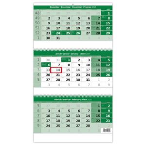 Wall Calendar 2025 - Threemonths Calendar green Twin Wire