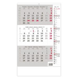 Wall Calendar 2025 - Threemonths grey with Note