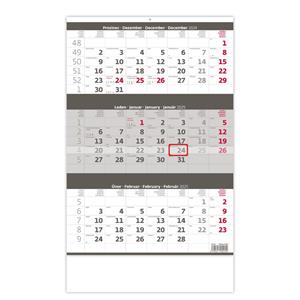 Wall Calendar 2025 - Threemonths grey