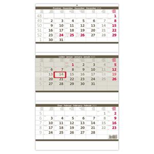 Wall Calendar 2025 - Threemonths stacked grey