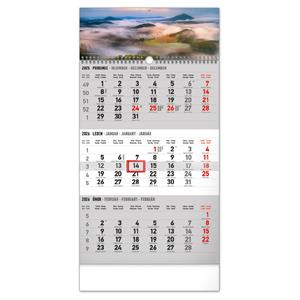 Wall calendar 2026 3-month Landscape gray - with Czech names