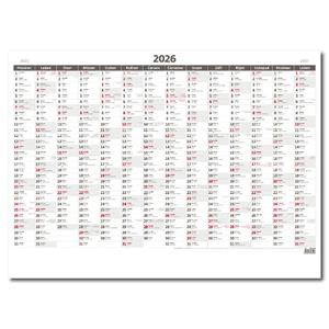 Wall calendar 2026 - Planning yearly map A1 without pictures