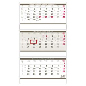 Wall Calendar 2026 - Three Months Folded Gray