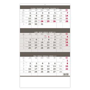 Wall Calendar 2026 - Three Months Gray