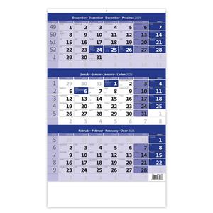 Wall Calendar 2026 - Threemonths Calendar blue