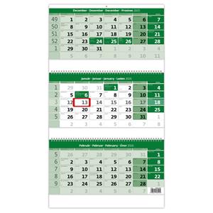 Wall Calendar 2026 - Threemonths Calendar green Twin Wire