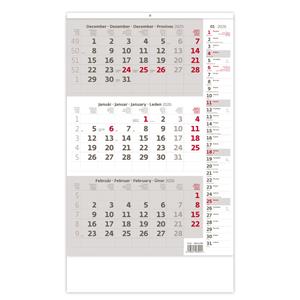 Wall Calendar 2026 - Threemonths Calendar grey with note