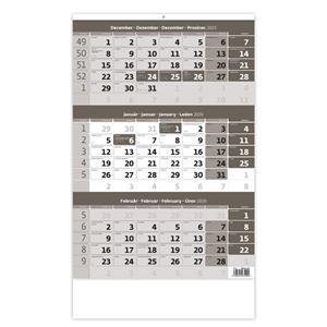 Wall Calendar 2026 - Threemonths Calendar grey