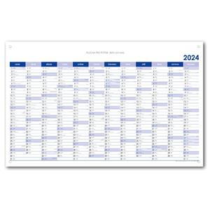 Wall planning map 2024 CZ with eyelets for hanging - 63x100 cm - blue
