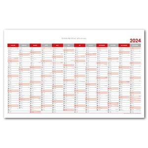 Wall planning map 2024 SK - 63x100 cm - red