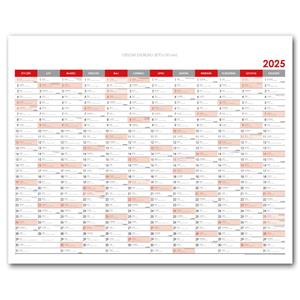 Wall planning map 2025 PL - 100 x 80 cm - red