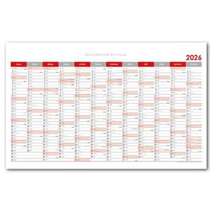 Wall planning map 2026 CZ - 100 x 63 cm - red