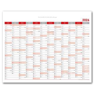Wall planning map 2026 CZ - 100 x 80 cm - red