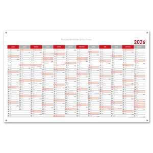 Wall planning map 2026 CZ with eyelets for hanging - 100 x 63 cm - red