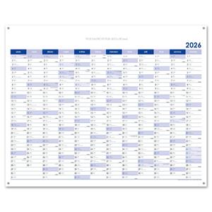 Wall planning map 2026 CZ with eyelets for hanging - 100 x 80 cm - blue