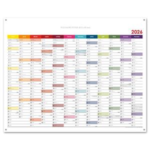 Wall planning map 2026 CZ with eyelets for hanging - 100 x 80 cm - color