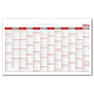Wall planning map 2026 PL - 100 x 63 cm - red