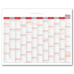 Wall planning map 2026 PL - 100 x 80 cm - red