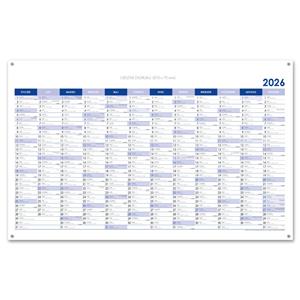Wall planning map 2026 PL with eyelets for hanging - 100 x 63 cm - blue