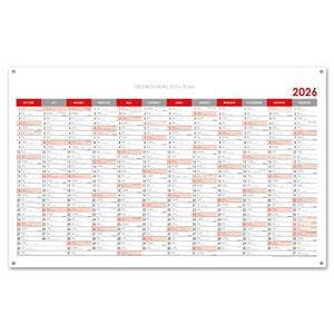 Wall planning map 2026 PL with eyelets for hanging - 100 x 63 cm - red
