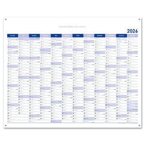 Wall planning map 2026 PL with eyelets for hanging - 100 x 80 cm - blue