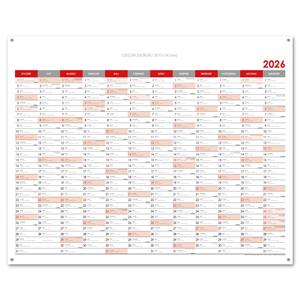 Wall planning map 2026 PL with eyelets for hanging - 100 x 80 cm - red