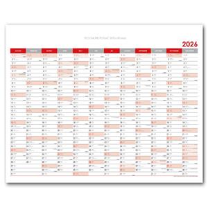 Wall planning map 2026 SK - 100 x 80 cm - red