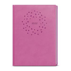 Weekly Diary 2022 Prokop Vivella with hot stamping B6 - Pink - hearts