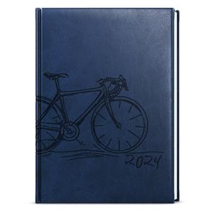 Weekly Diary 2024 Oskar Vivella with hot stamping A5 - blue - Bike