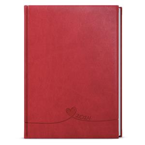 Weekly Diary 2024 Prokop Vivella hot stamping B6 - Red - Hearts