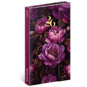 Weekly Magnetic Diary 2026 A5 Purple Flowers