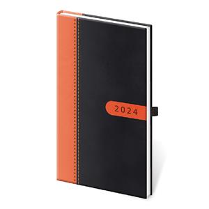 Weekly pocket diary 2024 Bora - black/orange