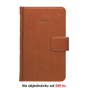 Weekly pocket diary 2026 Slovak Kastor with loop - brown