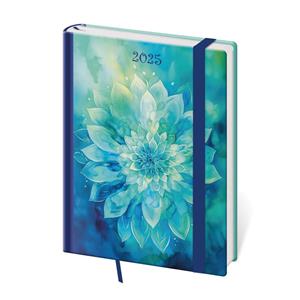 Wekly diary B6 2025 Vario - Aqua Rose s gumičkou