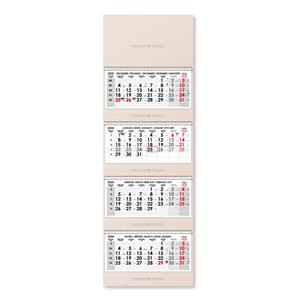 Wooden fourmonths Wall Calendar Kvatro Wood stacked Slovak with spiral 2024 - grey