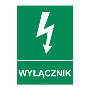 WYŁĄCZNIK, płyta PVC 2 mm, 210x297 mm