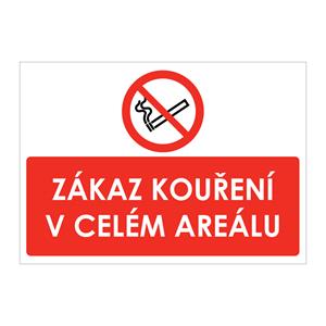 ZÁKAZ KOUŘENÍ V CELÉM AREÁLU, plast 1 mm, A4